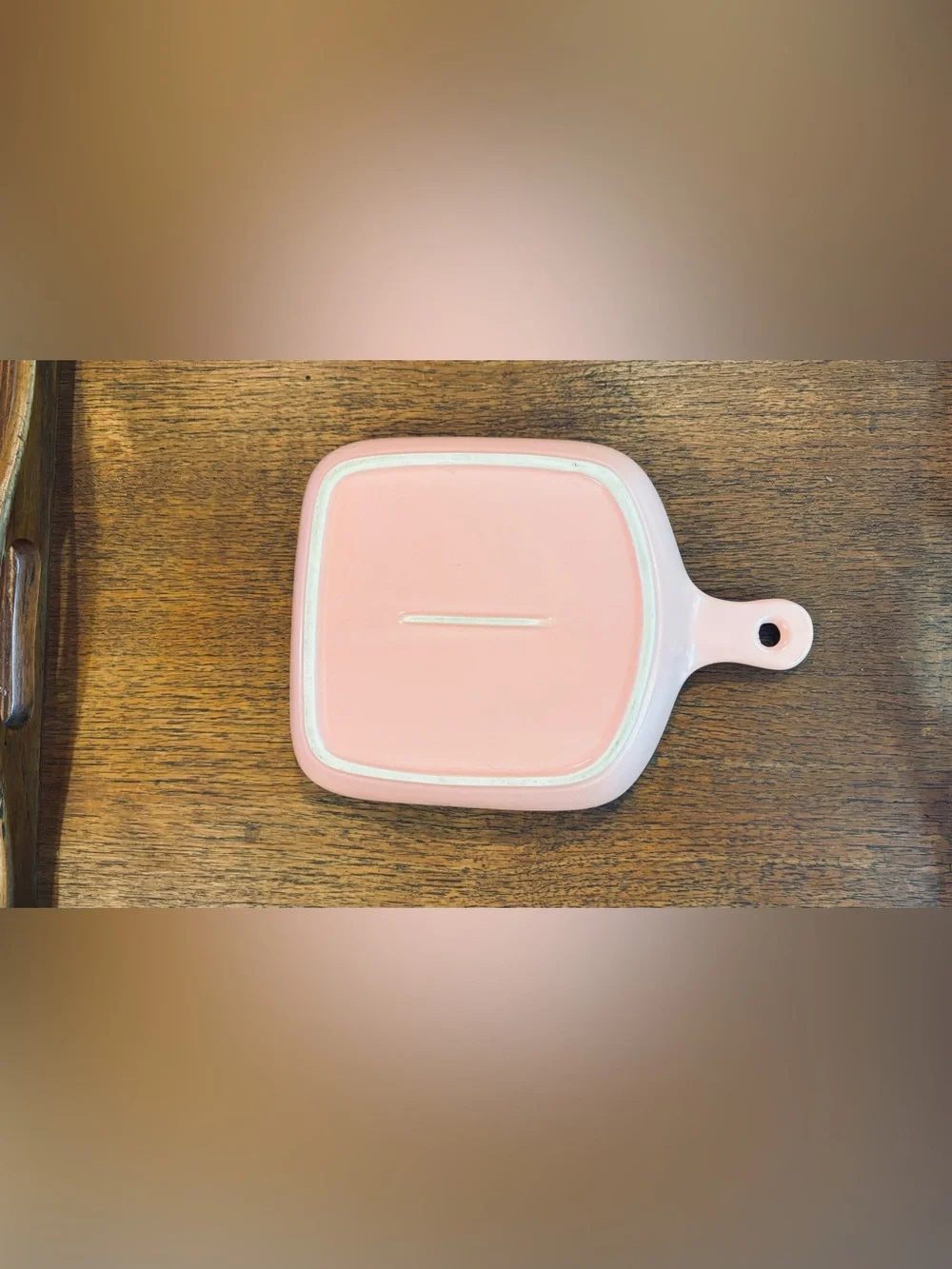 Pastel Pink Ceramic Griddle Plate, Cute Nordic Style Baking Tray with Handle
